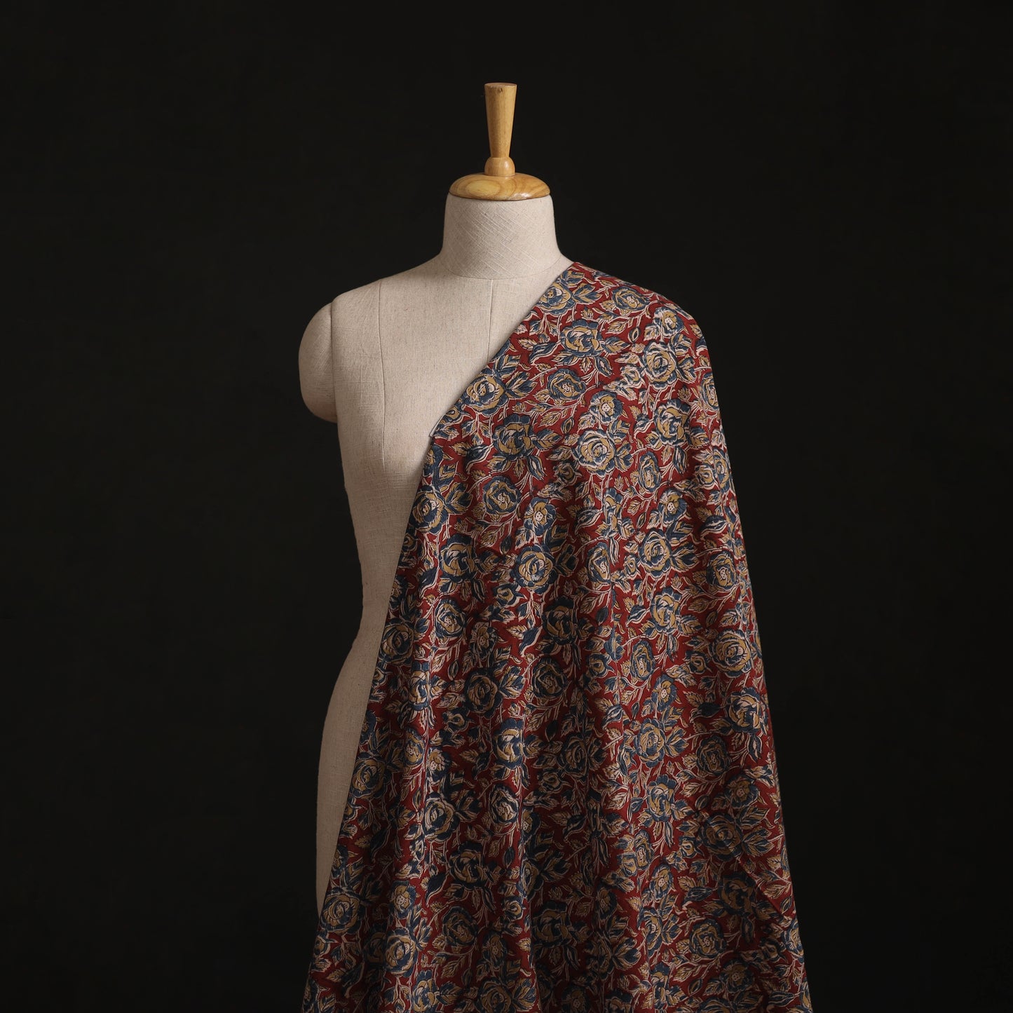 Pedana Hand Block Print Natural Dyed Cotton Kalamkari Fabric 18