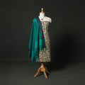 Kalamkari Printed Cotton 2pc Unstitched Dress Material Kurta Set with Jewellery 01