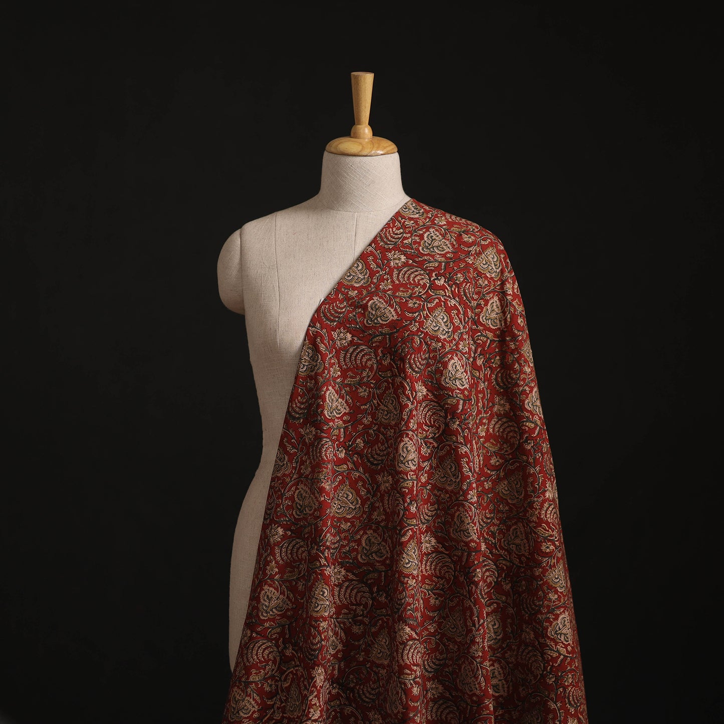 Pedana Hand Block Print Natural Dyed Cotton Kalamkari Fabric 09