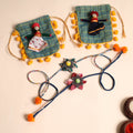  Handmade GS Fabric Flower Rakhi (Set of 2)