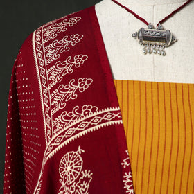 Jacquard Woven Cotton 2pc Unstitched Dress Material Kurta Set with Jewellery 03