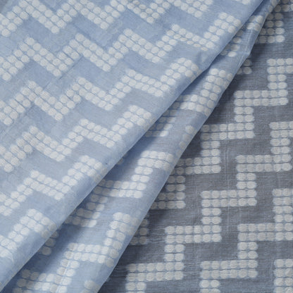 Blue - Pure Banarasi Handwoven Cutwork Buti Cotton Fabric