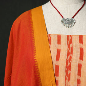 Pochampally Ikat Weave Cotton 2pc Unstitched Dress Material Kurta Set with Jewellery 05
