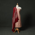 Jacquard Woven Cotton 2pc Unstitched Dress Material Kurta Set with Jewellery 11