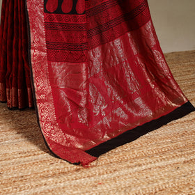 Red - natural dyed dola silk bagh saree with zari border 25