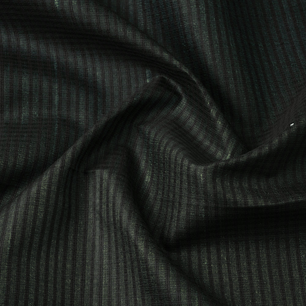 Dark Green - Vidarbha Tussar Silk Checks Handloom Fabric