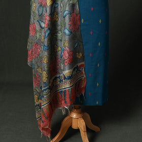 Jacquard Woven Cotton 2pc Unstitched Dress Material Kurta Set with Jewellery 13