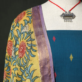 Jacquard Woven Cotton 2pc Unstitched Dress Material Kurta Set with Jewellery 14