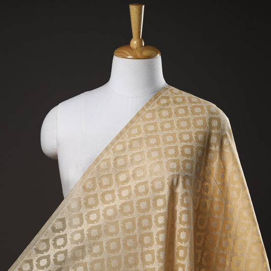 Yellow - Pure Banarasi Handwoven Cutwork Buti Cotton Fabric