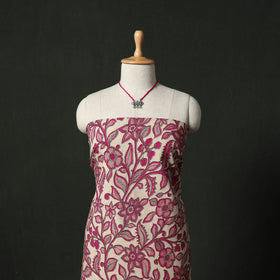Kalamkari Printed Cotton 2pc Unstitched Dress Material Kurta Set with Jewellery 19