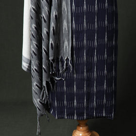 Pochampally Ikat Weave Cotton 2pc Unstitched Dress Material Kurta Set with Jewellery 20