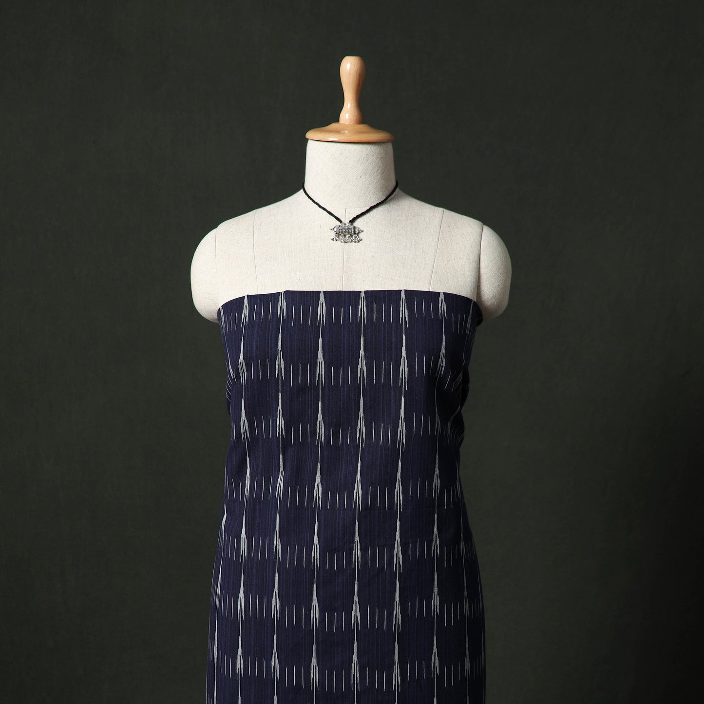 Pochampally Ikat Weave Cotton 2pc Unstitched Dress Material Kurta Set with Jewellery 20