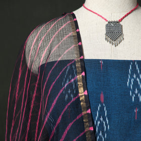 Pochampally Ikat Weave Cotton 2pc Unstitched Dress Material Kurta Set with Jewellery 18