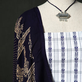 Jacquard Woven Cotton 2pc Unstitched Dress Material Kurta Set with Jewellery 21
