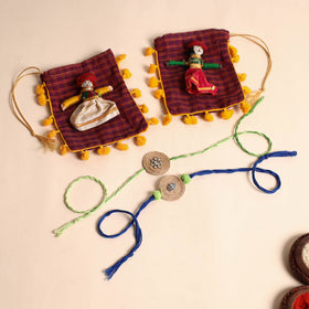  Handmade GS & Stone Work Jute Rakhi (Set of 2)
