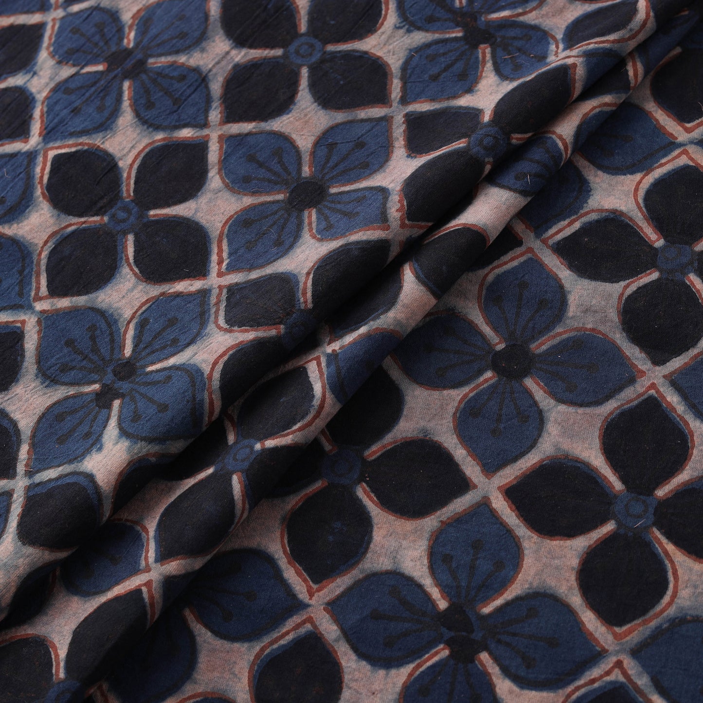 Kutch Hand Block Ajrakh Print Natural Dyed Cotton Fabric 05