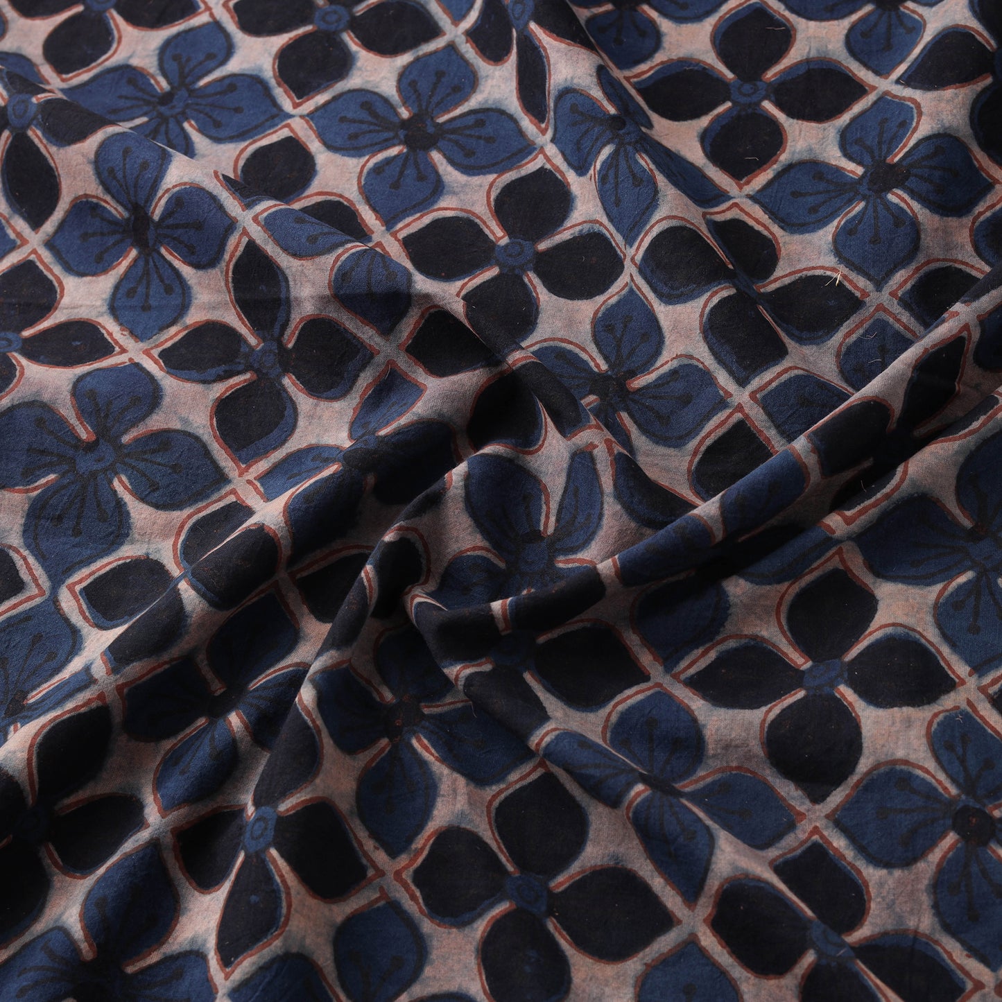 Kutch Hand Block Ajrakh Print Natural Dyed Cotton Fabric 05