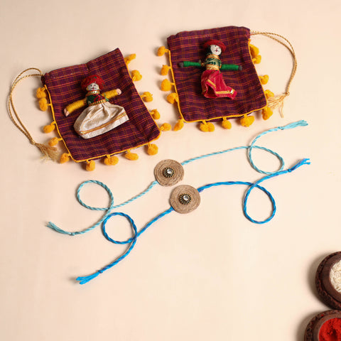  Handmade Stone Work Jute Rakhi (Set Of 2)