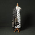 Pochampally Ikat Weave Cotton 2pc Unstitched Dress Material Kurta Set with Jewellery 26