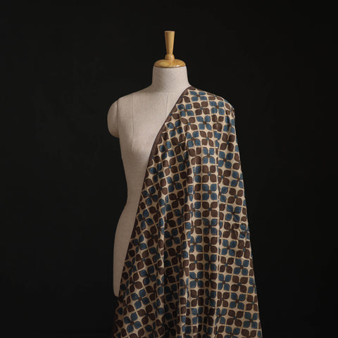 Beige - Kutch Hand Block Ajrakh Print Natural Dyed Cotton Fabric 48