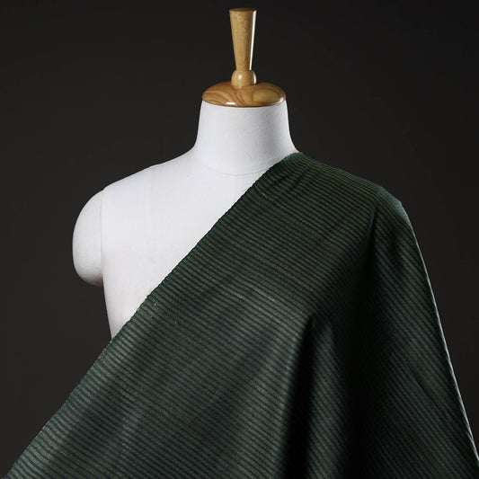 Dark Green - Vidarbha Tussar Silk Checks Handloom Fabric