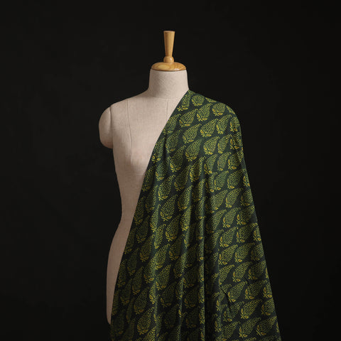 Green - Kutch Hand Block Ajrakh Print Natural Dyed Cotton Fabric 34