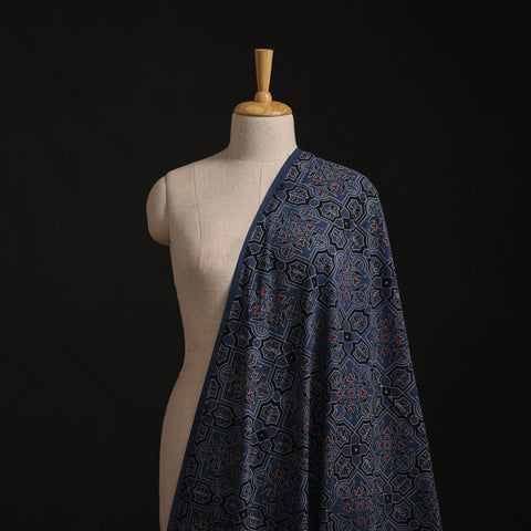 Blue - Kutch Hand Block Ajrakh Print Natural Dyed Cotton Fabric 28