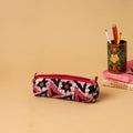 Red - handcrafted cotton quilted pencil pouch 11