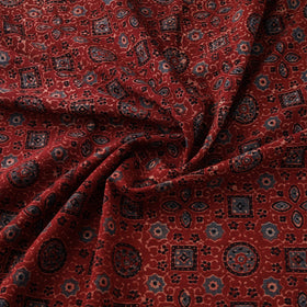 Kutch Hand Block Ajrakh Print Natural Dyed Cotton Fabric 25
