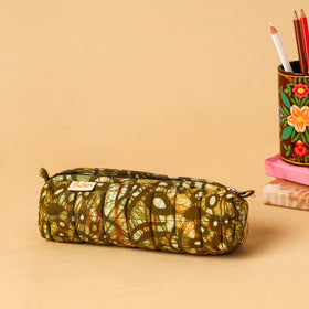 Green - handcrafted cotton quilted pencil pouch 17