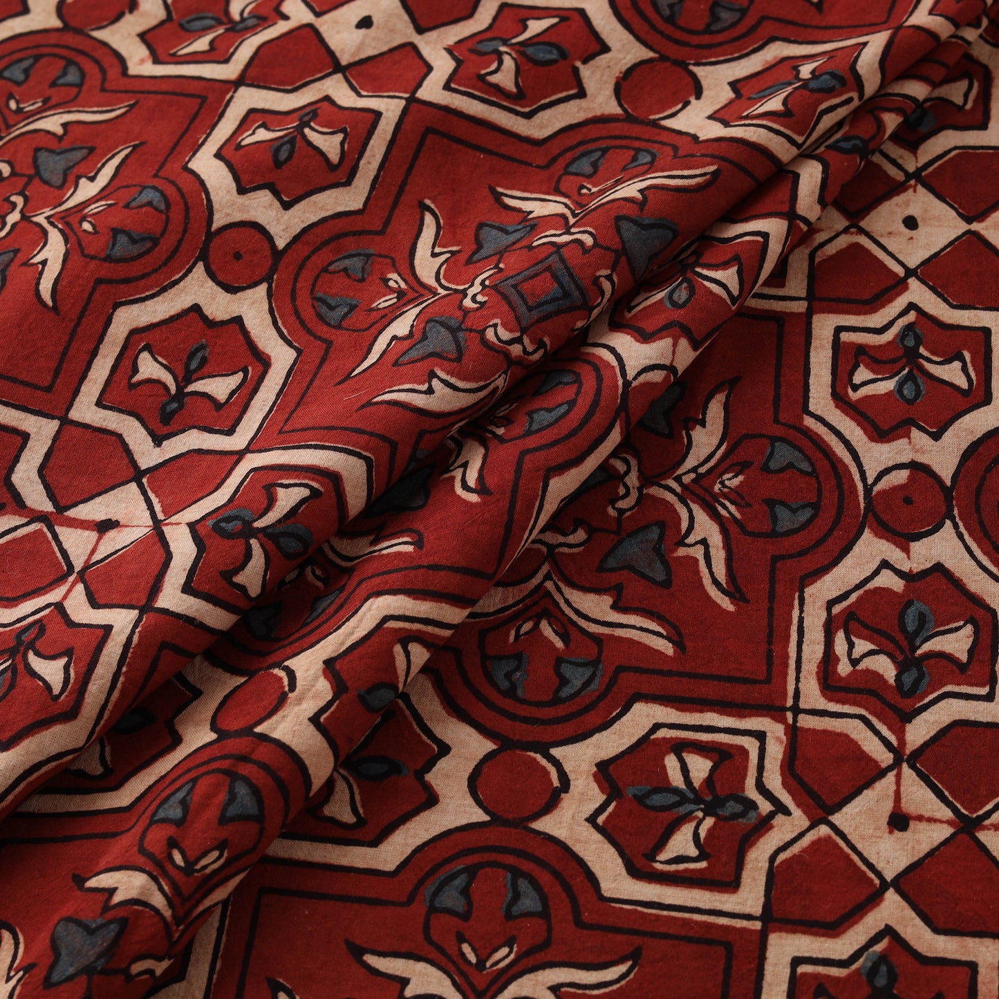 Kutch Hand Block Ajrakh Print Natural Dyed Cotton Fabric 27