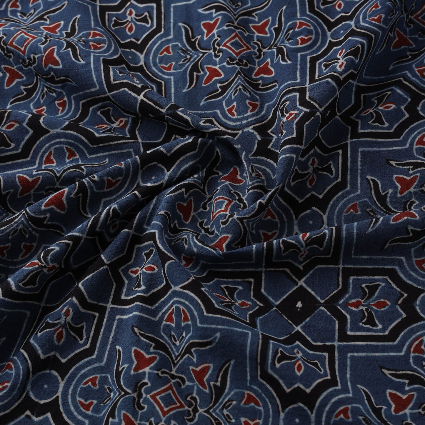 Kutch Hand Block Ajrakh Print Natural Dyed Cotton Fabric 28