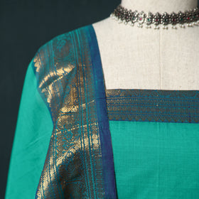Green - Kandangi Chettinad Cotton 2pc Unstitched Dress Material Kurta Set 01