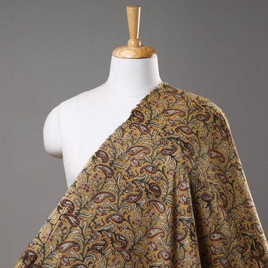 Yellow - Pedana Kalamkari Block Printed Cotton Fabric