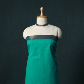 Green - Kandangi Chettinad Cotton 2pc Unstitched Dress Material Kurta Set 01