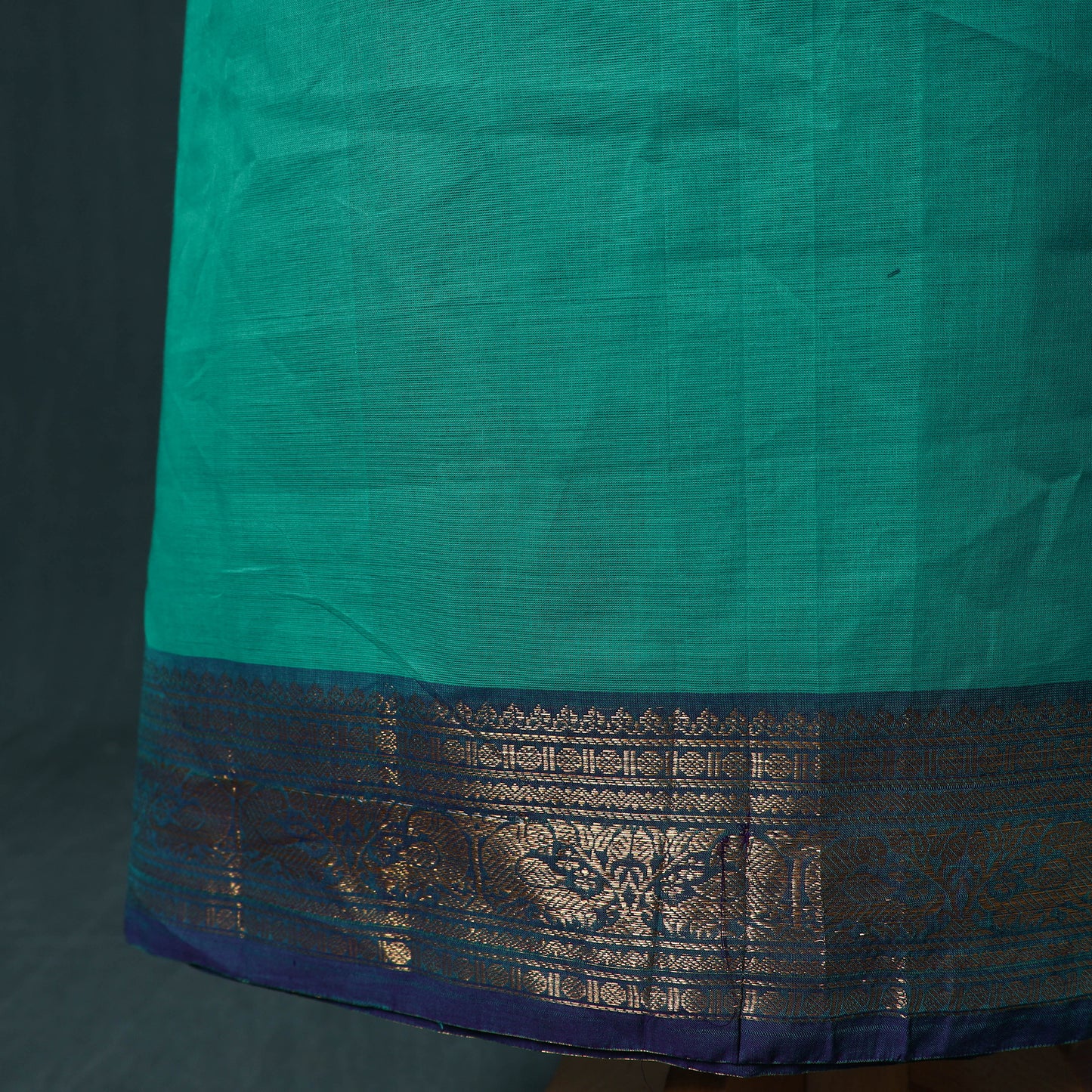 Green - Kandangi Chettinad Cotton 2pc Unstitched Dress Material Kurta Set 01