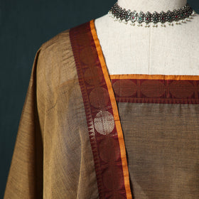 Brown - Kandangi Chettinad Cotton 2pc Unstitched Dress Material Kurta Set 02