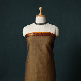 Brown - Kandangi Chettinad Cotton 2pc Unstitched Dress Material Kurta Set 02