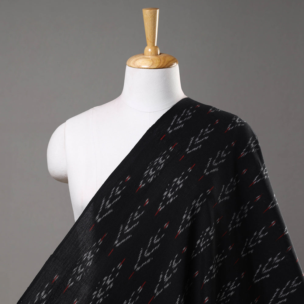 Butta's On Black Cotton Pochampally Ikat Fabric