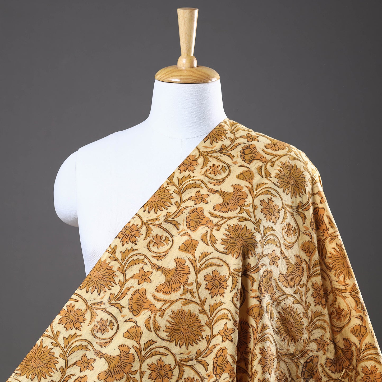 Yellow - Vanaspati Hand Block Printed Cotton fabric