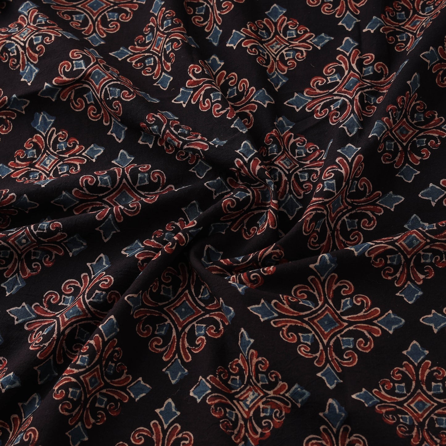 Kutch Hand Block Ajrakh Print Natural Dyed Cotton Fabric 38