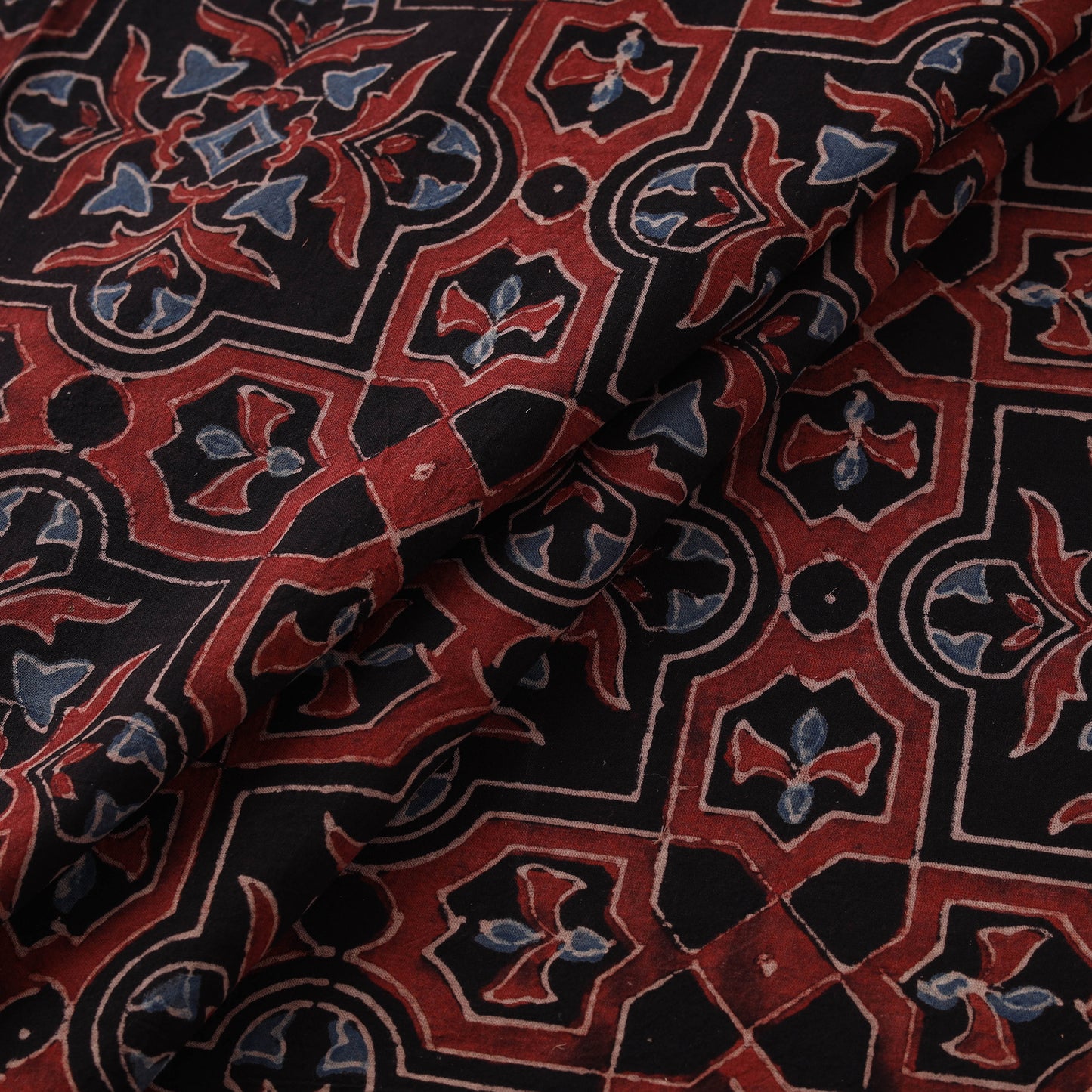 Kutch Hand Block Ajrakh Print Natural Dyed Cotton Fabric 39
