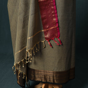 Brown - Kandangi Chettinad Cotton 2pc Unstitched Dress Material Kurta Set 04