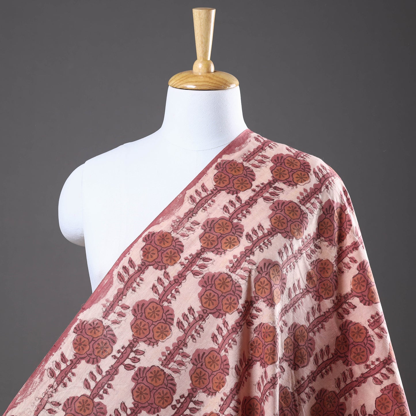 Maroon - Vanaspati Hand Block Printed Cotton fabric