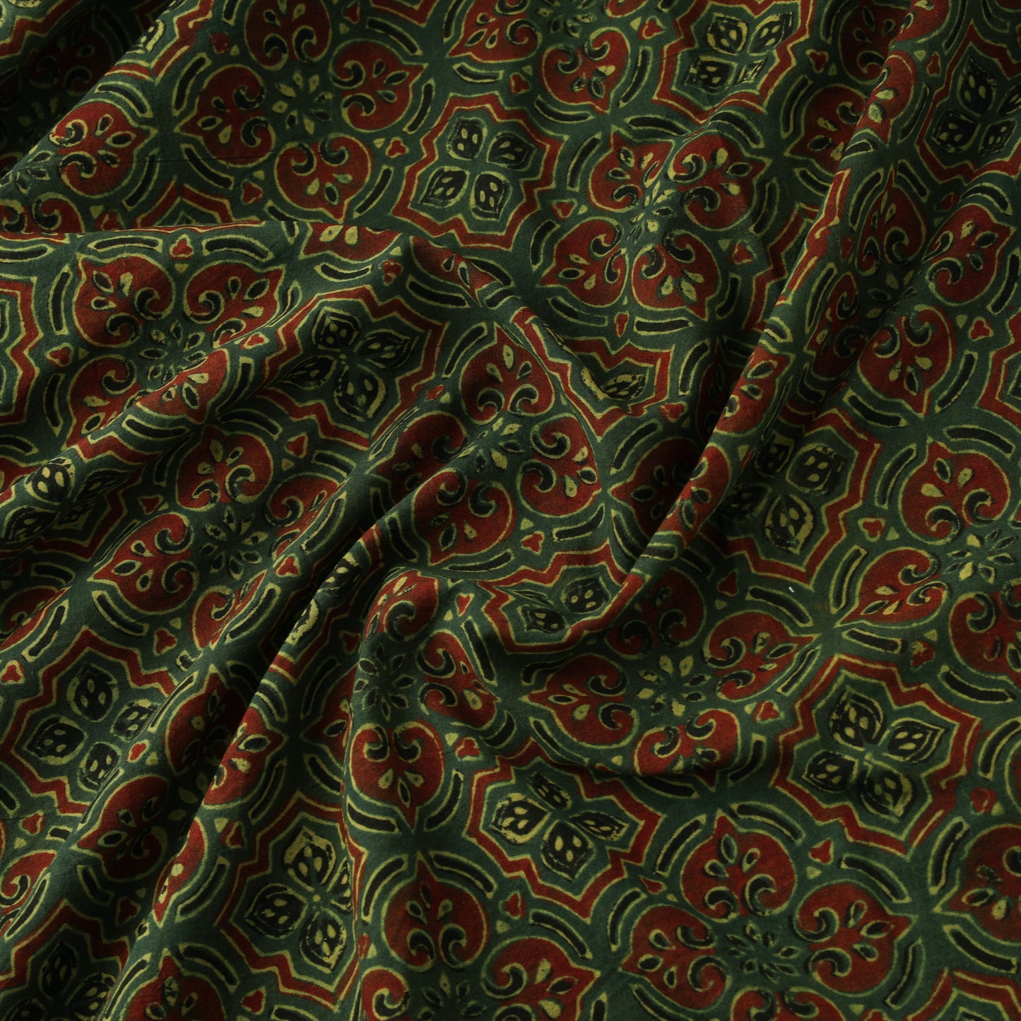 Kutch Hand Block Ajrakh Print Natural Dyed Cotton Fabric 40