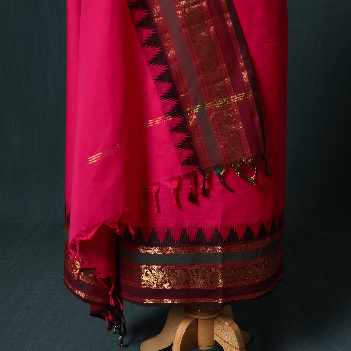 Pink - Kandangi Chettinad Cotton 2pc Unstitched Dress Material Kurta Set 06