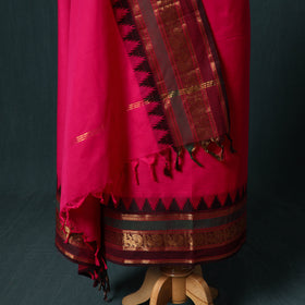 Pink - Kandangi Chettinad Cotton 2pc Unstitched Dress Material Kurta Set 06