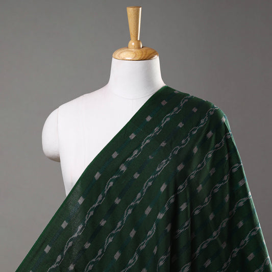 Green - Sambalpuri Ikat Weaving Cotton Fabric 02