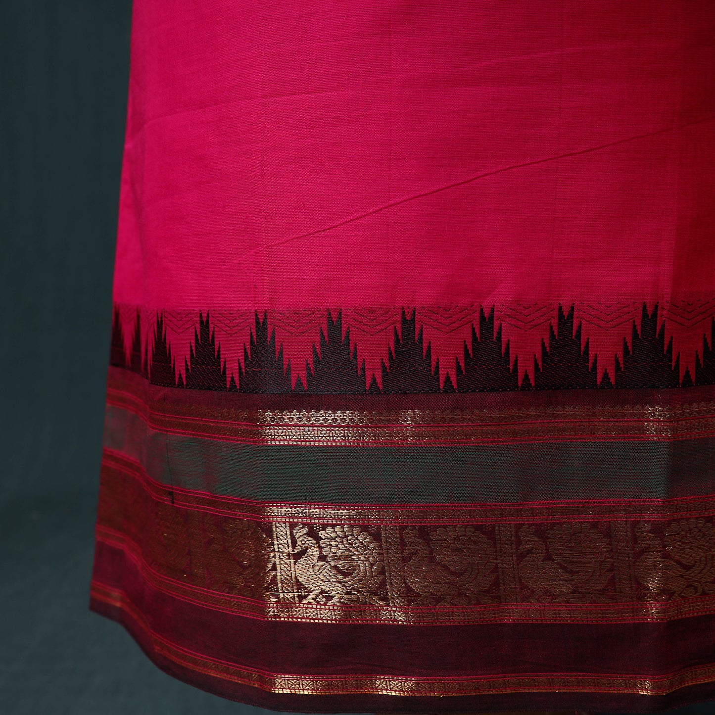 Pink - Kandangi Chettinad Cotton 2pc Unstitched Dress Material Kurta Set 06