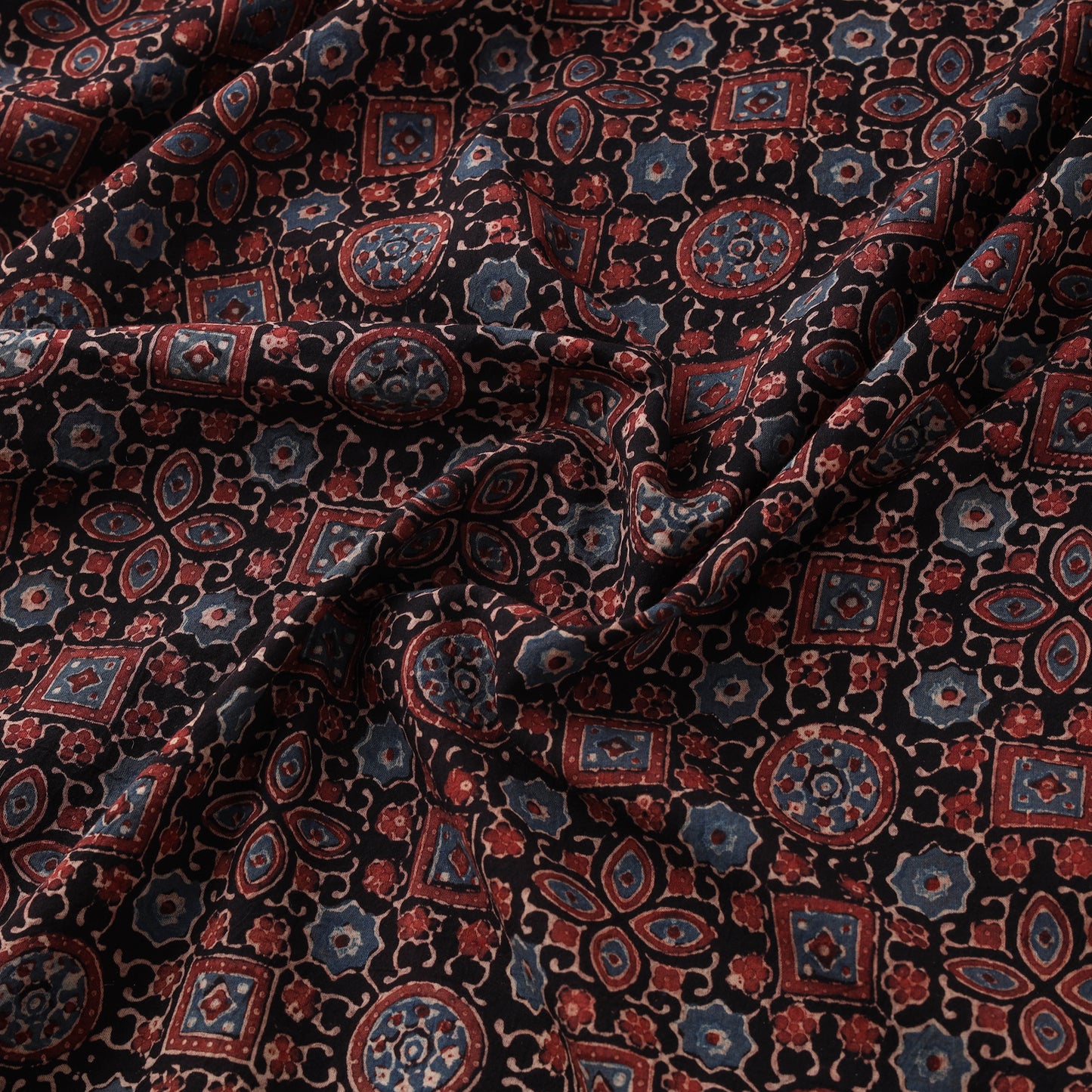 Kutch Hand Block Ajrakh Print Natural Dyed Cotton Fabric 46